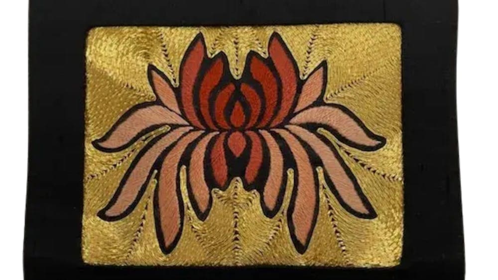 Red and gold Chrysanthemum embroidery