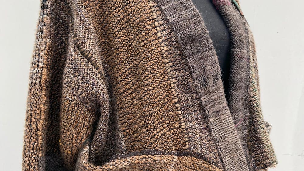 Brown SAORI woven wool & alpaca jacket