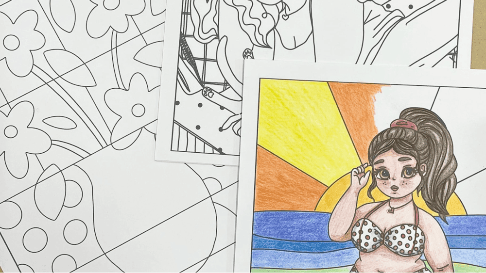 The Art Club Hub exclusive colouring sheets.