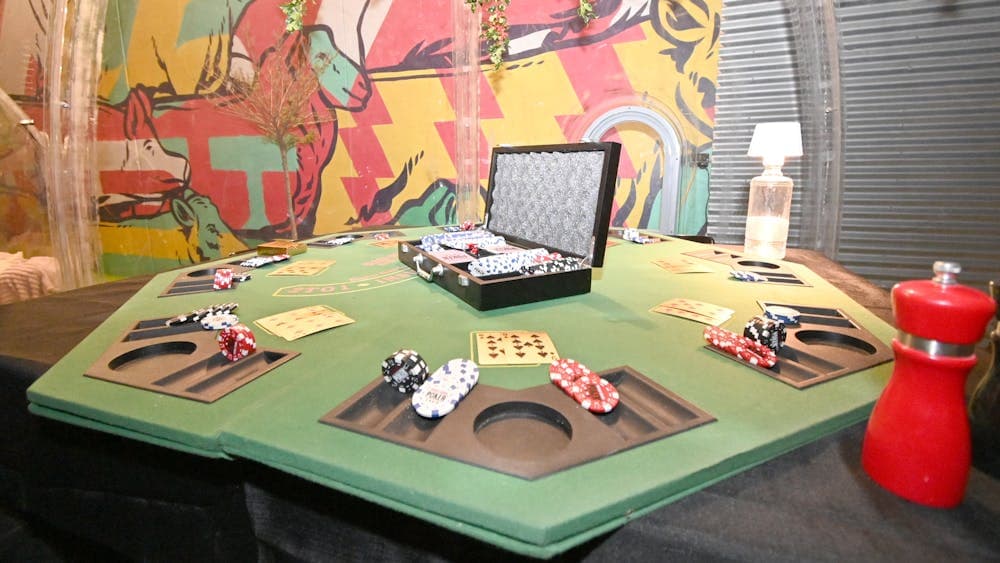 Winter Igloo with High table with poker and bar stools  & poker game set