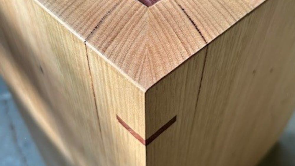 A detail view of a piece of furnitiure