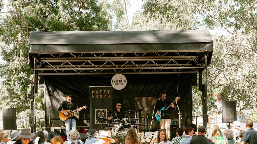 Matty Chaps Band performing on stage at the Pyrenees Unearthed Festival