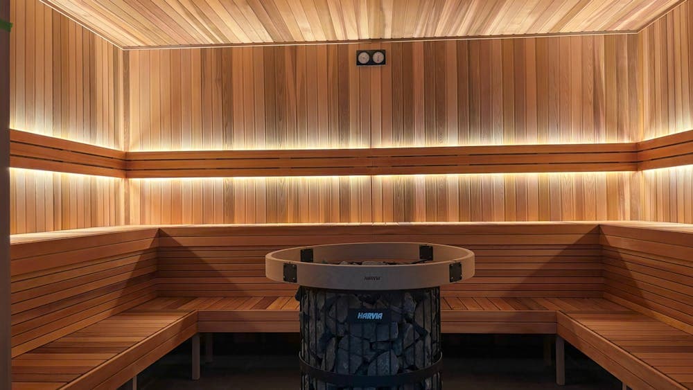 Inside the 20 Person Traditional Sauna