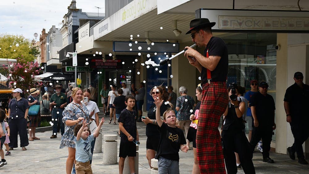 Children having fun in the new precinct