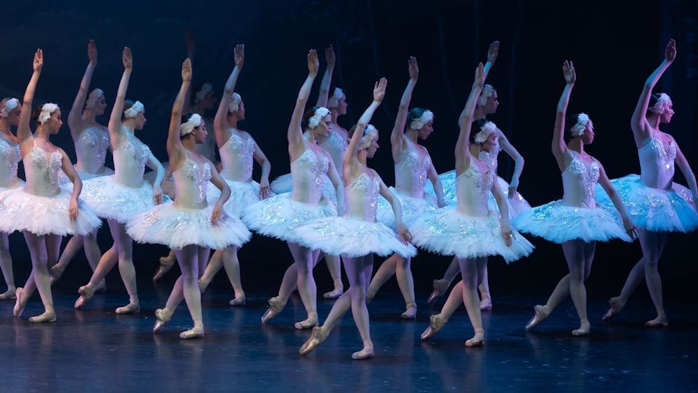 A shimmering sea of white tutus