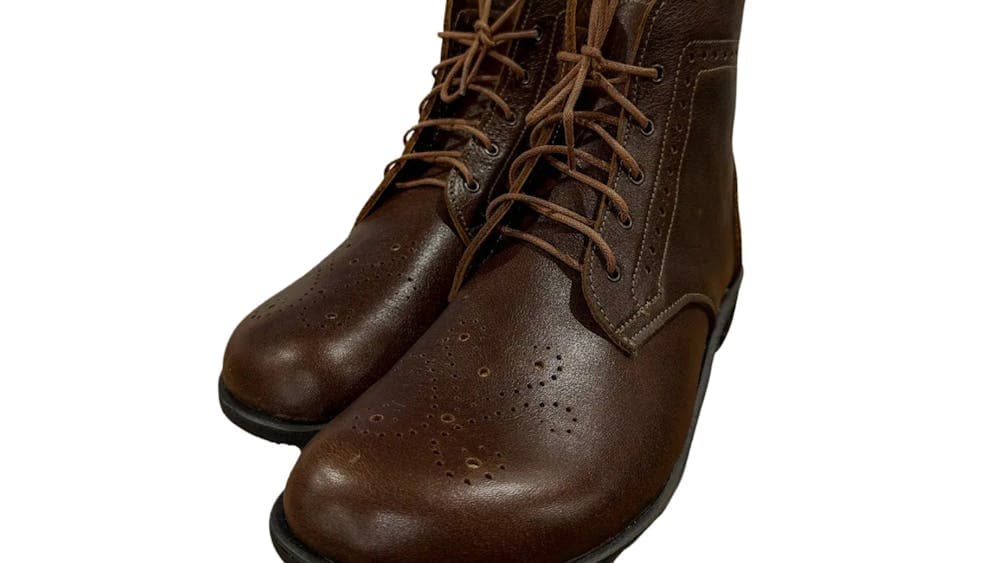 Brown leather laced boots
