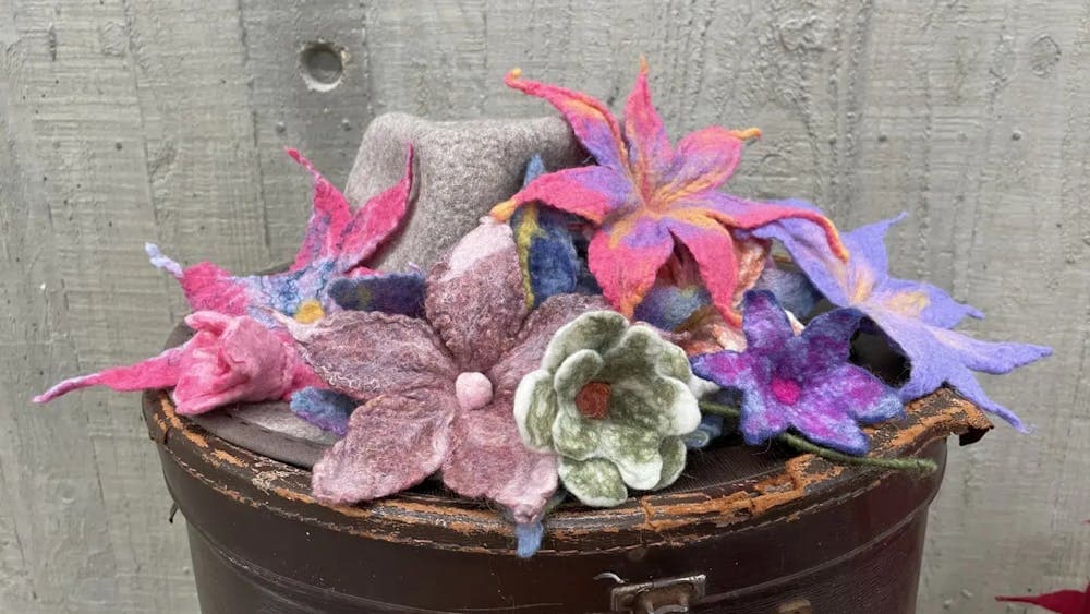 Colourful felt flowers