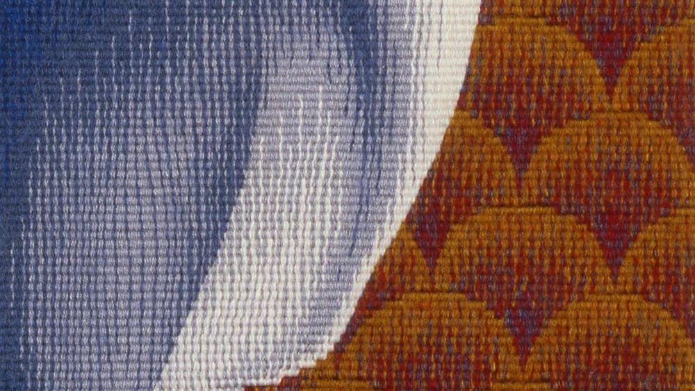 Blue and brown tapestry