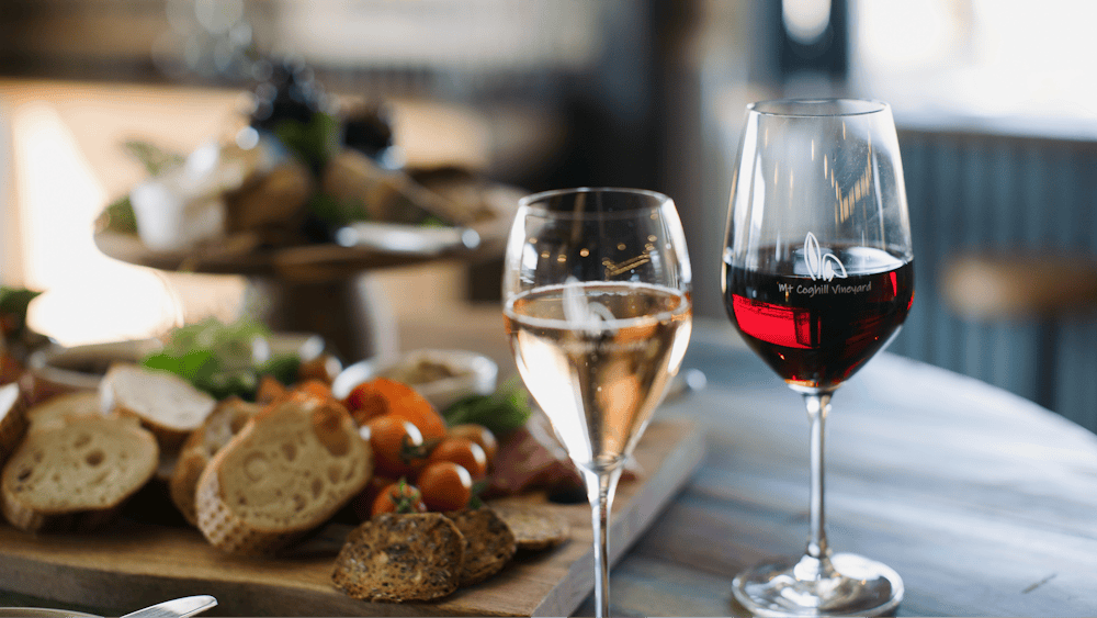 Grazing board with wine