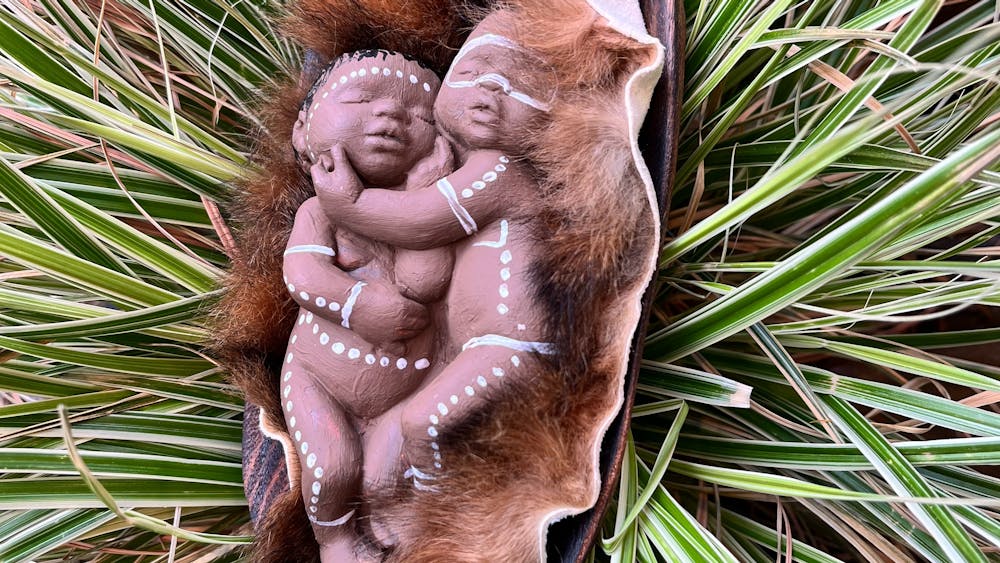 Babies in wooden Coolamon