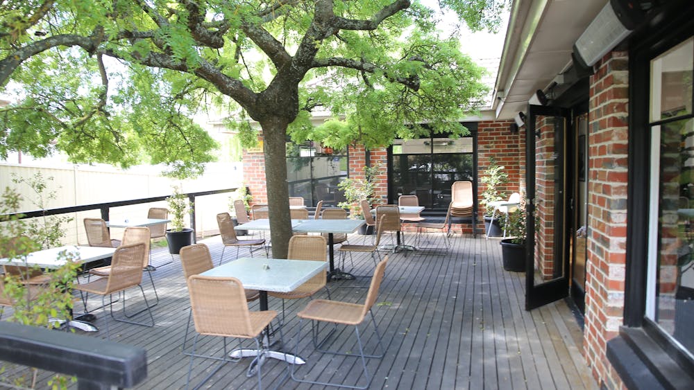 Outdoor deck area at La Miette Patisserie