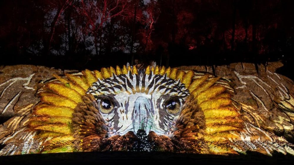 Light projection of eagle in AURA sound and light show