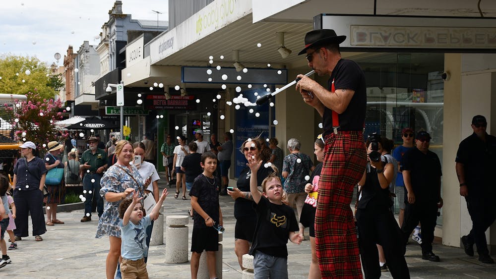 Children having fun in the new precinct