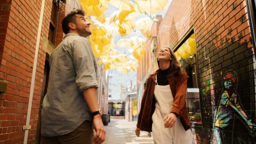 A visitor servicing staff member guiding a tour participant