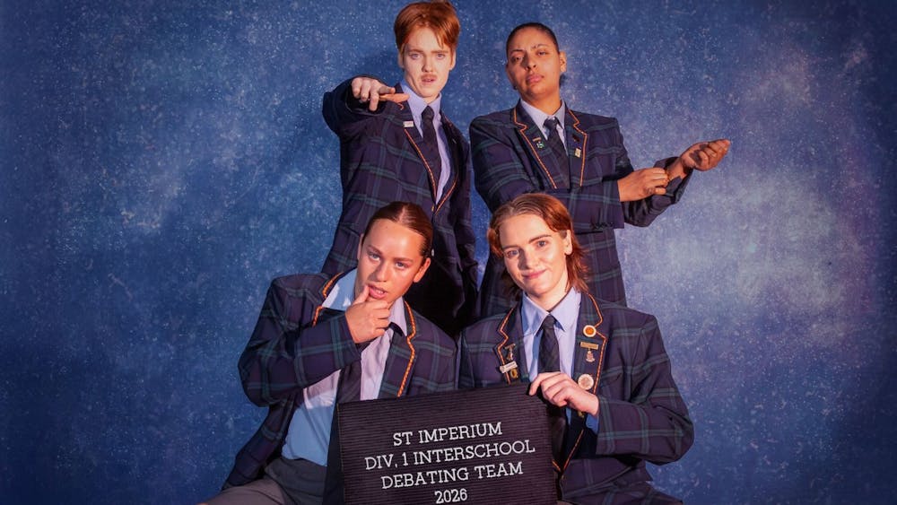 The Cast in School Uniform Posing in a School Photograph
