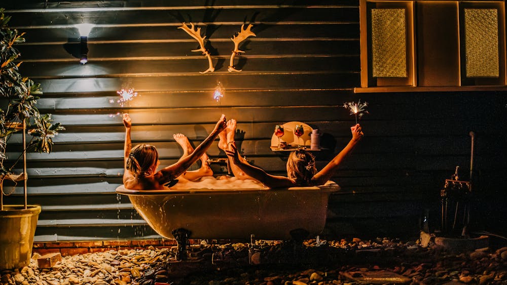 ladies in the outdoor bath