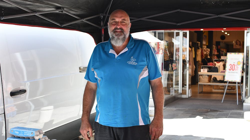 The owner of the Creswick free Range Farm