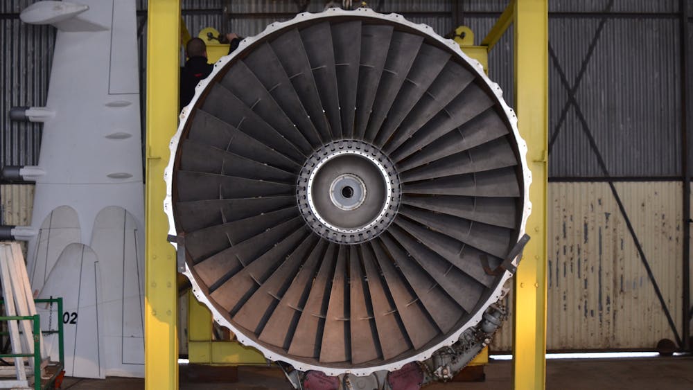 747 engine located in hangar 8