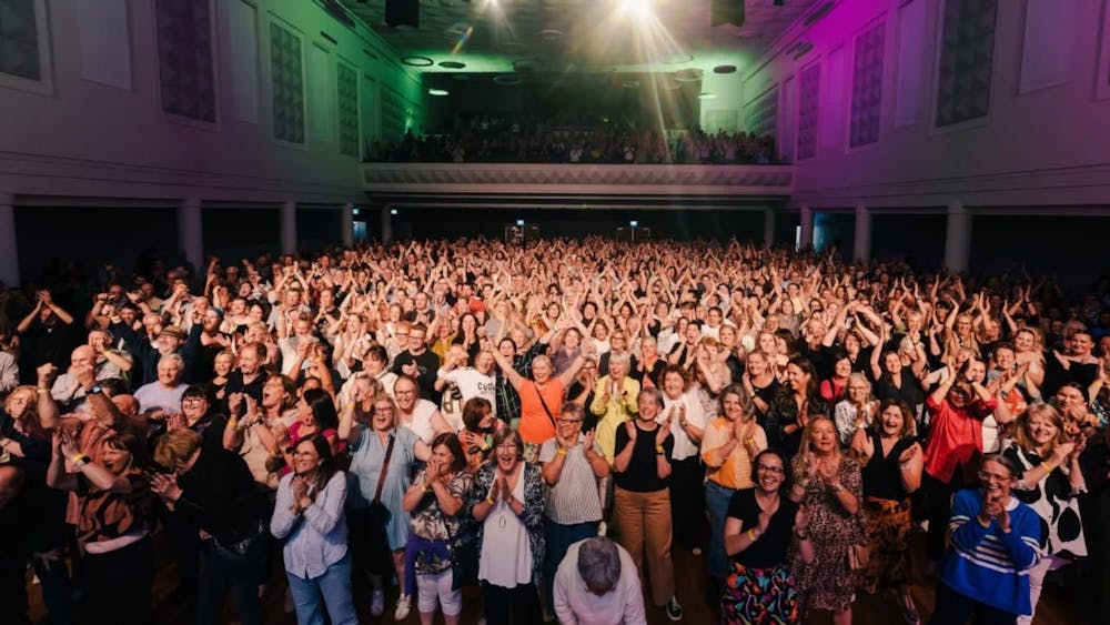 A huge crowd of happy punters at Civic Hall Ballarat