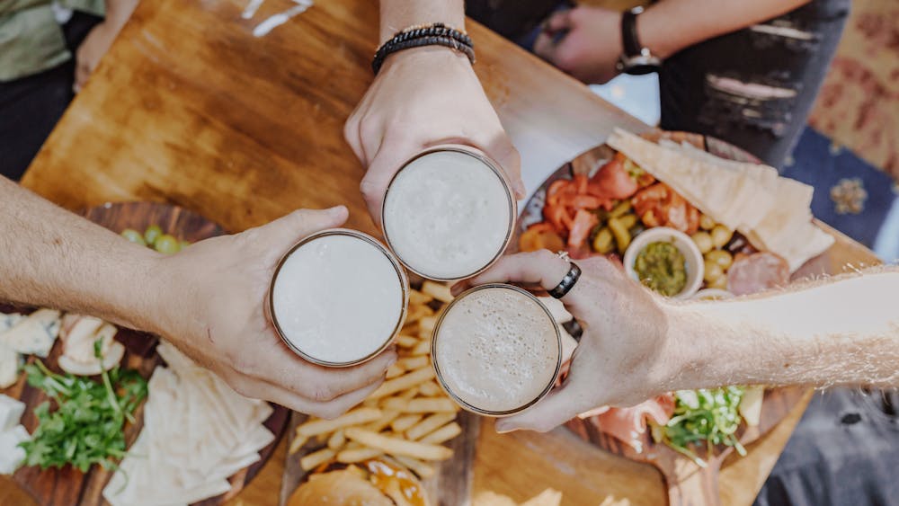 Three beers over food