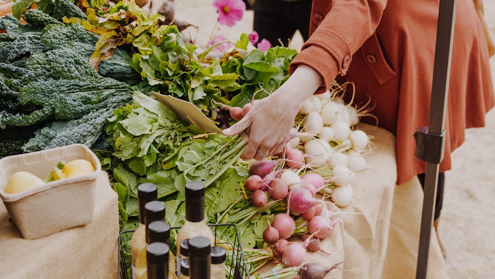 Local produce at a market stand