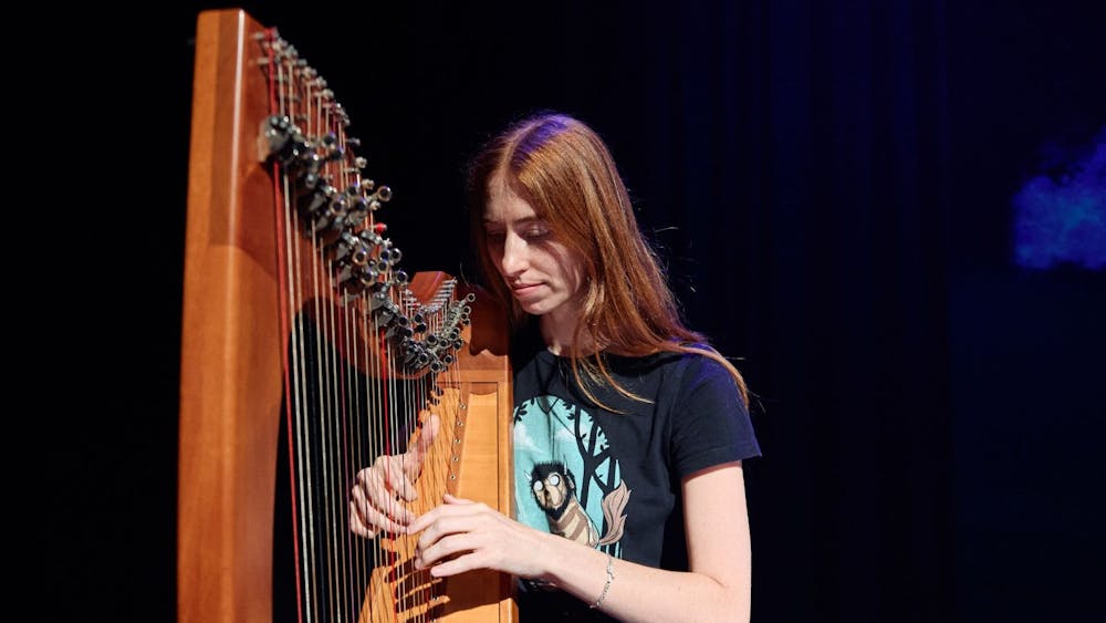 Michelle Doyle playing the harp