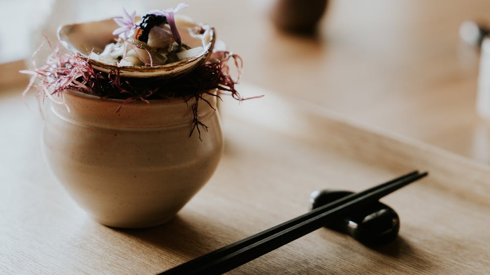 N.Z Surf Clam, Konbu, Daikon, Pickled Herring