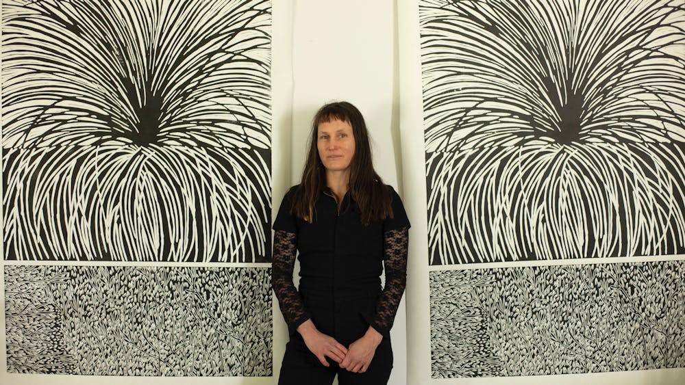 Loique Allain with artwork