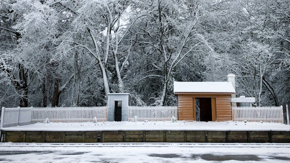 Mystical Bullarto Railway station during winter snowfall