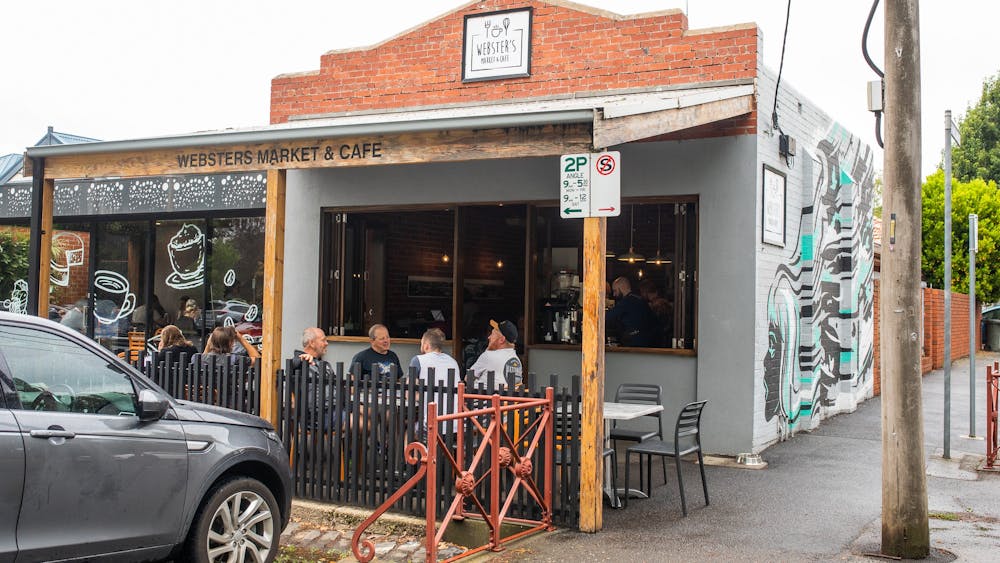 Webster's Market and Cafe in Ballarat with outdoor seating.