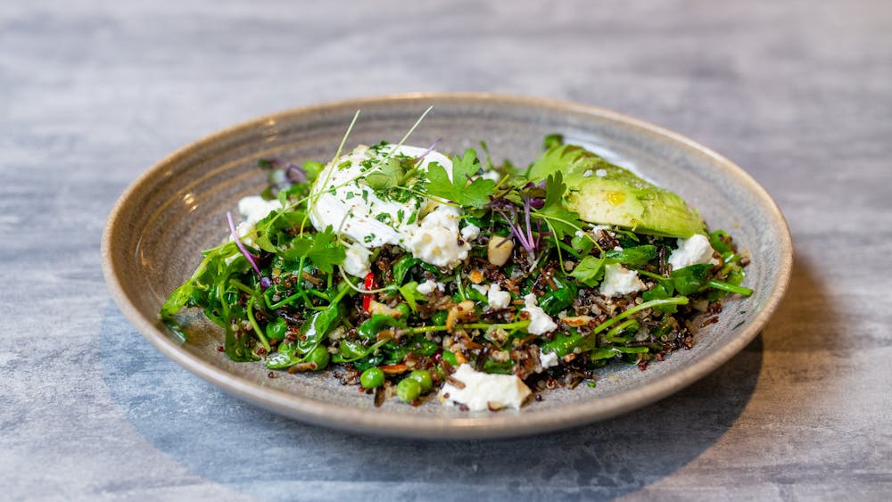 Webster's Seasonal Greens Bowl with fresh greens and grains.
