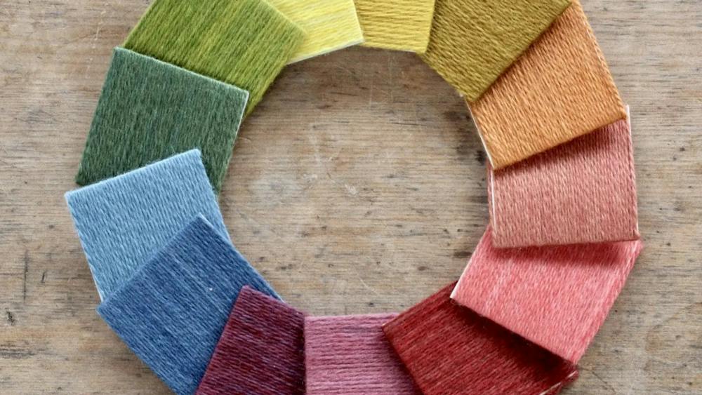 Colourful circle of natural dye samples