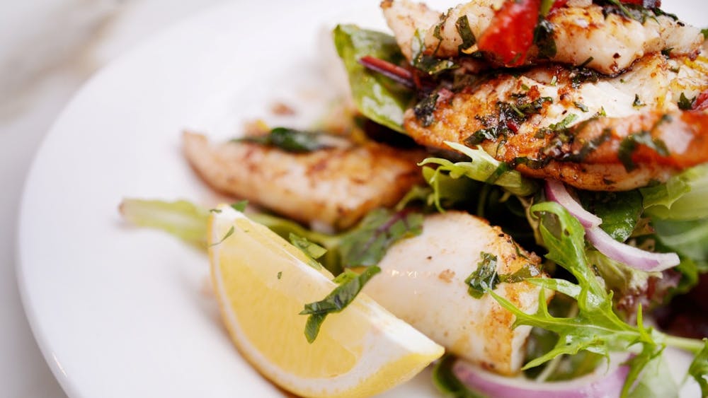 Calamari plated at Bad Habits Café